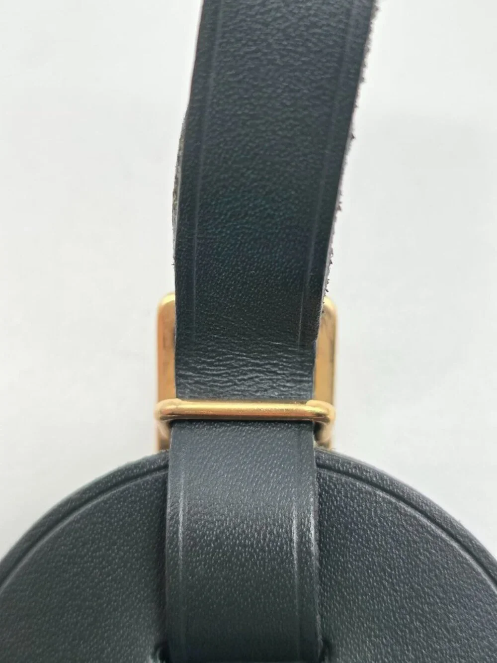 Authentic Louis Vuitton Black Leather Luggage Tag